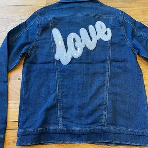 Custom embellished LOVE Sequent Jean jacket